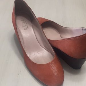 Orange Taryn Rose wedge shoes